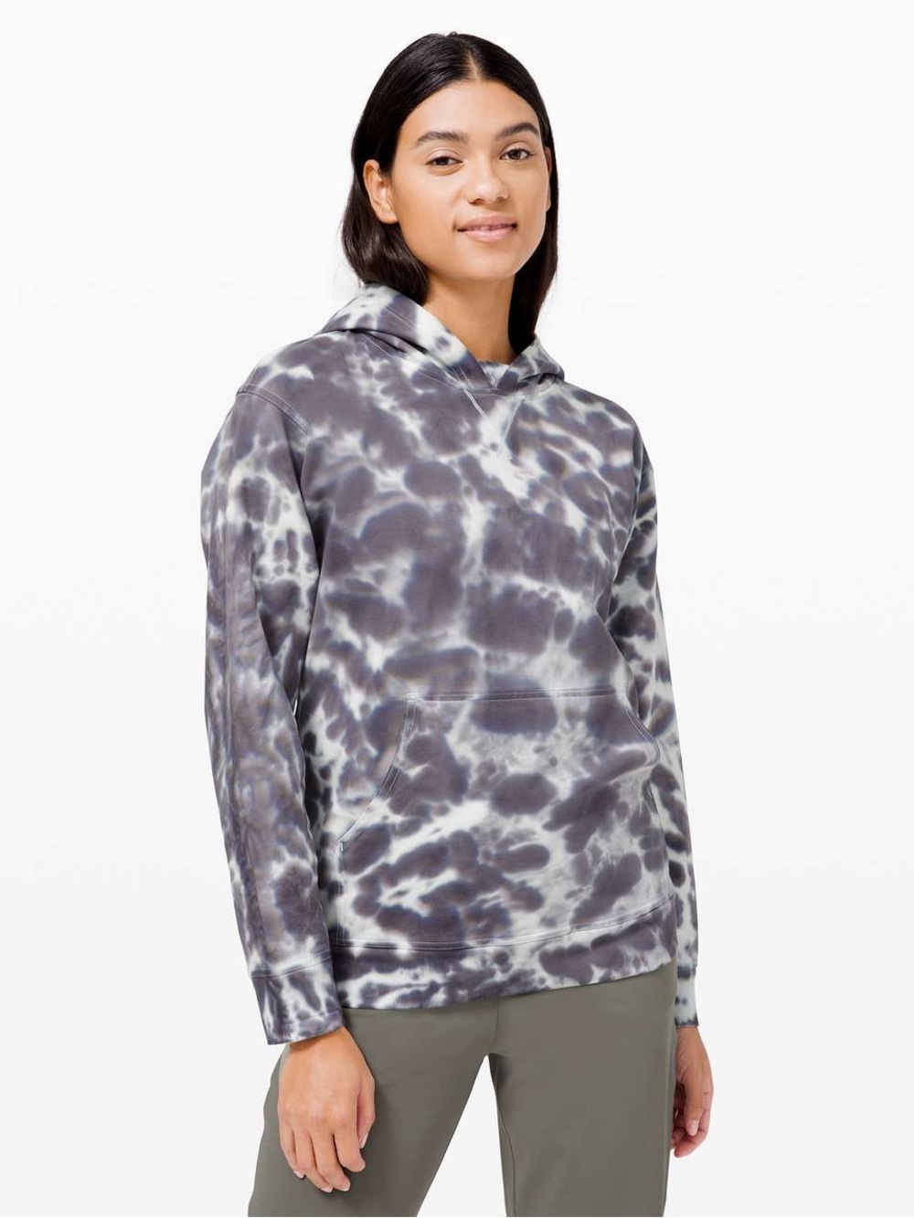 Lululemon All Yours Hoodie Tie Dye *Fleece Marmoleado Tie Dye Graphite Grey SZ 2